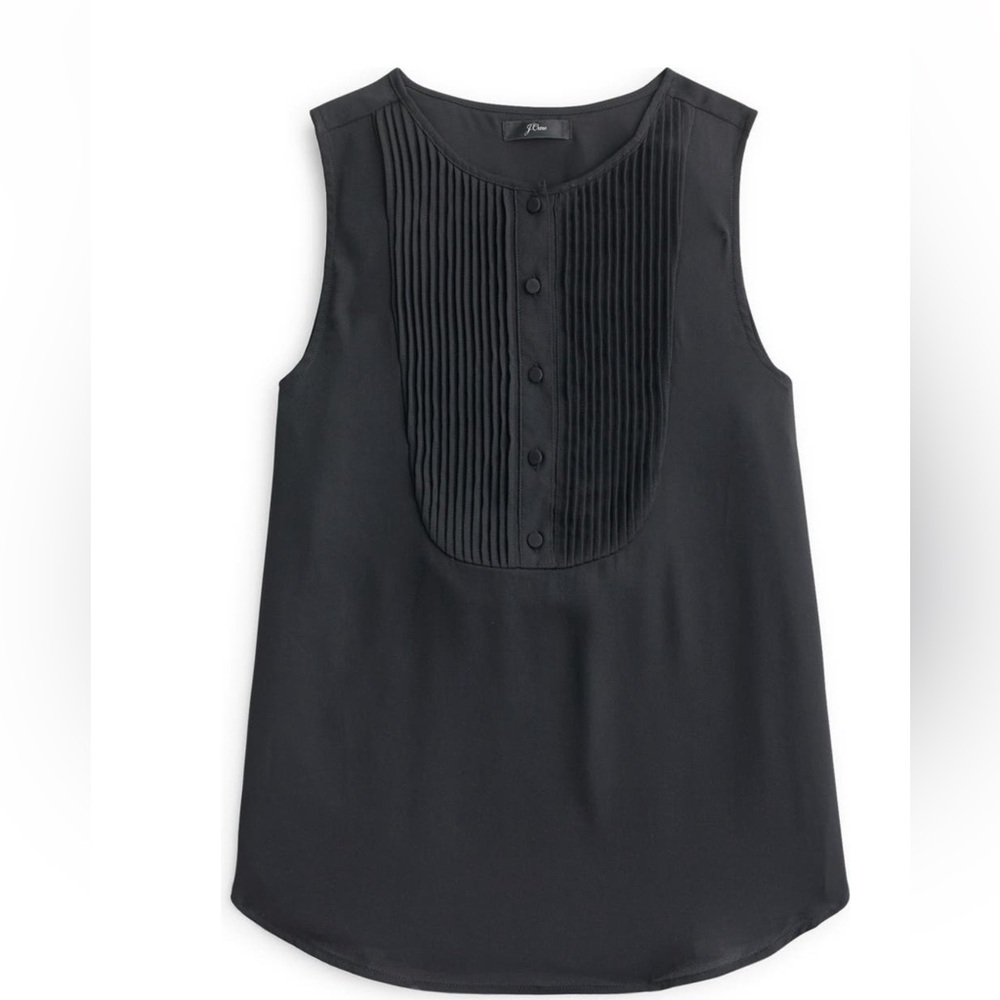 J. Crew Drapey Sleeveless Tuxedo Top in Black - Size Small